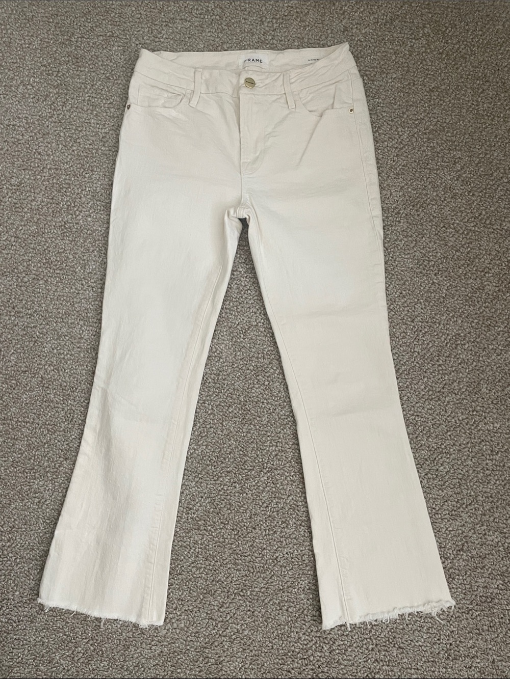 Frame Le Crop Mini Boot Denim Women's Ankle Crop Jeans in Off-White